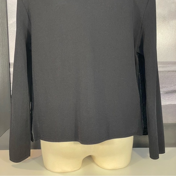 Nygard Collection Sz OX Black Geometric Textured Leather Knit Sleeve Back Jacket - Picture 9 of 11